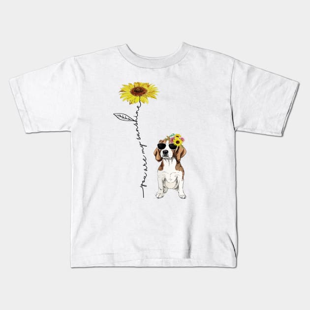 You Are My Sunshine Beagle Sunflower Kids T-Shirt by Pretr=ty